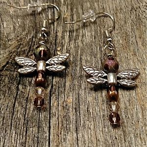 Silver dragonfly earrings